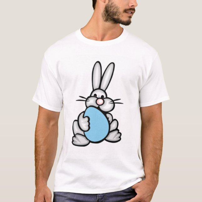 Bunny med Baby blue ägg T Shirt (Framsida)