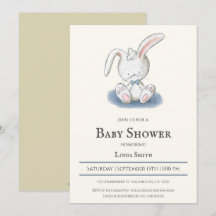 Bunny med Blue Bow Tie Boy Shower