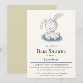 Bunny med Blue Bow Tie Boy Shower Inbjudningar