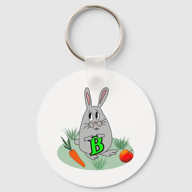 Bunny med brev B på gräsmatta Nyckelring (Framsida)