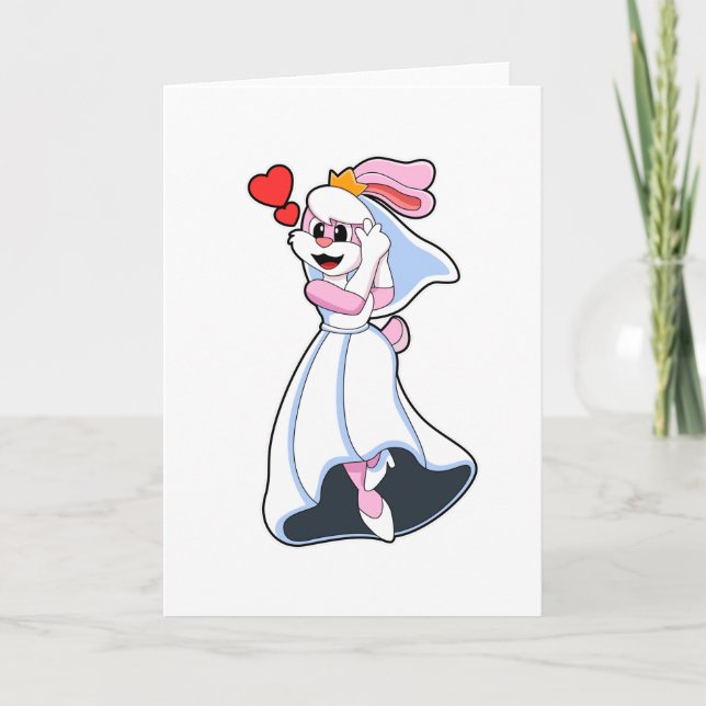 Bunny med Bröllop klänning och Krona Kort (Framsida)