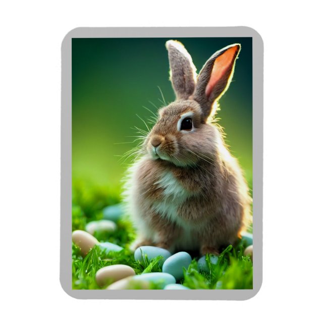 Bunny med Candy i Vår Magnet (Vertikal)