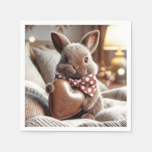 Bunny med chokladhjärta pappersservett