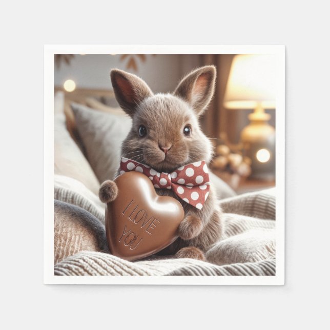 Bunny med chokladhjärta pappersservett (Framsidan)