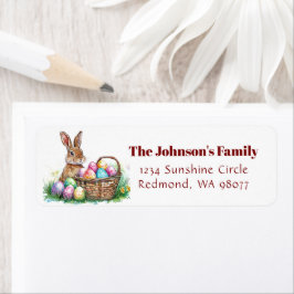 Bunny med dekorativa ägg I blommigt Påsk adress Returadress Etikett