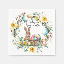 Bunny med dekorativa ägg I blommigt Påsk Pappersservett