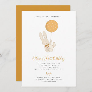 Bunny med en Blegon Birthday-inbjudan Inbjudningar