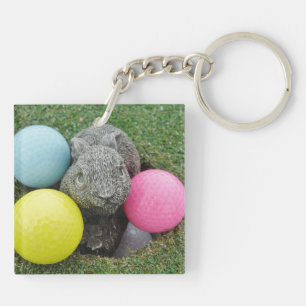Bunny med färgad golf bollar