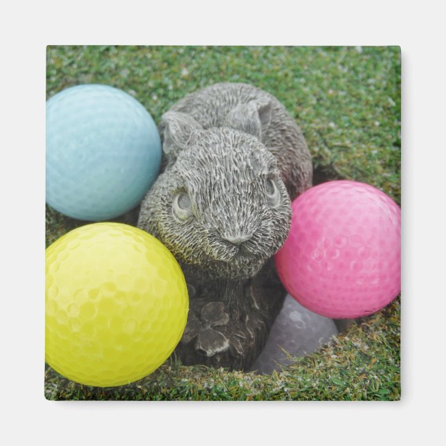 Bunny med färgad golf bollar magnet (Framsidan)