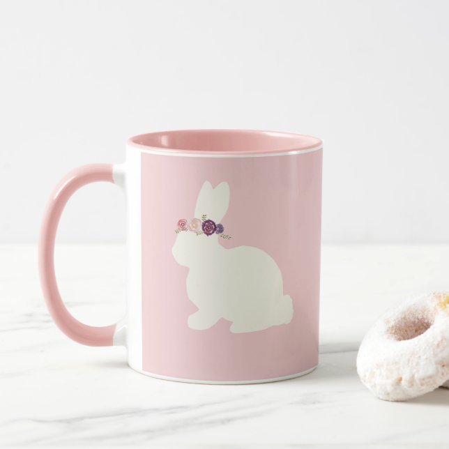 Bunny med Flower Krona Mugg (Med munk)
