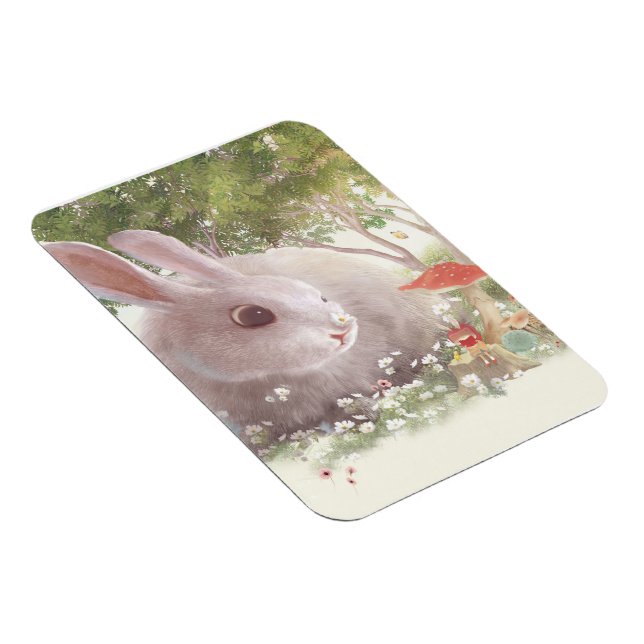 Bunny med Flowers Magnet (Högersidan)