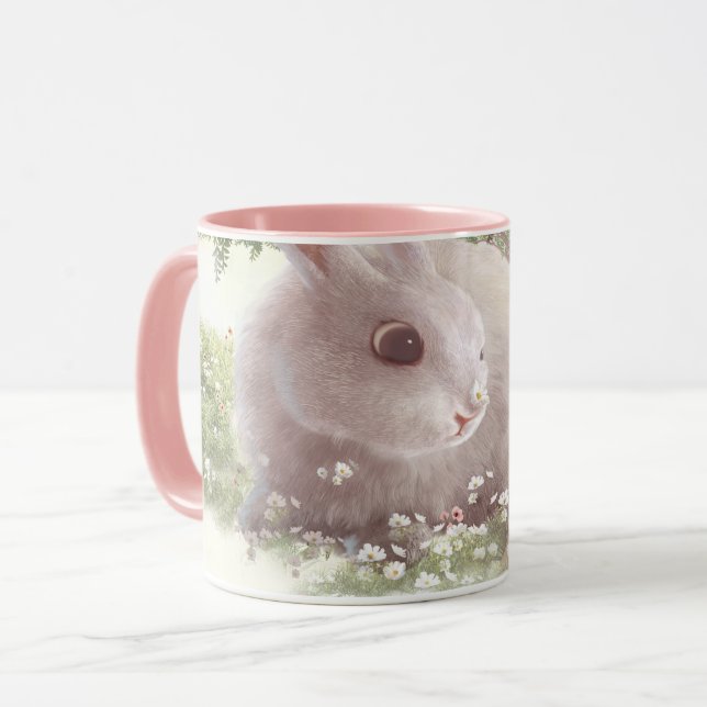 Bunny med Flowers Mugg (Framsida vänster)