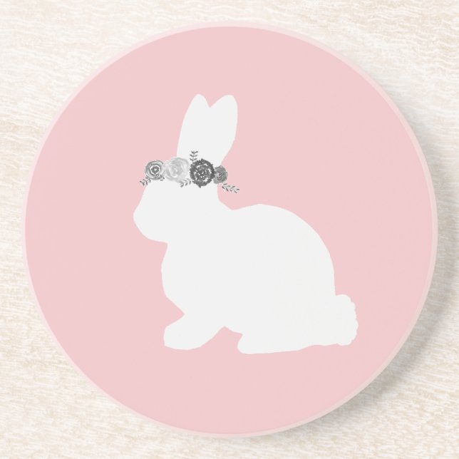 Bunny med Flowers Painting Påsk Underlägg (Framsidan)