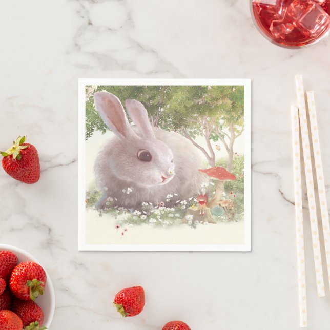 Bunny med Flowers Pappersservett (Insitu)