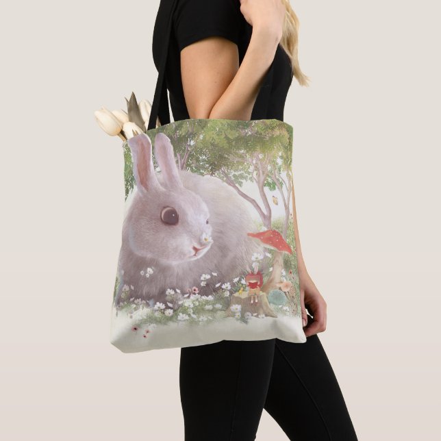 Bunny med Flowers Tygkasse (Närbild)
