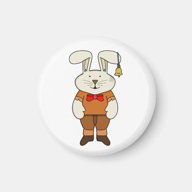 Bunny med klocka i örat magnet (Framsidan)