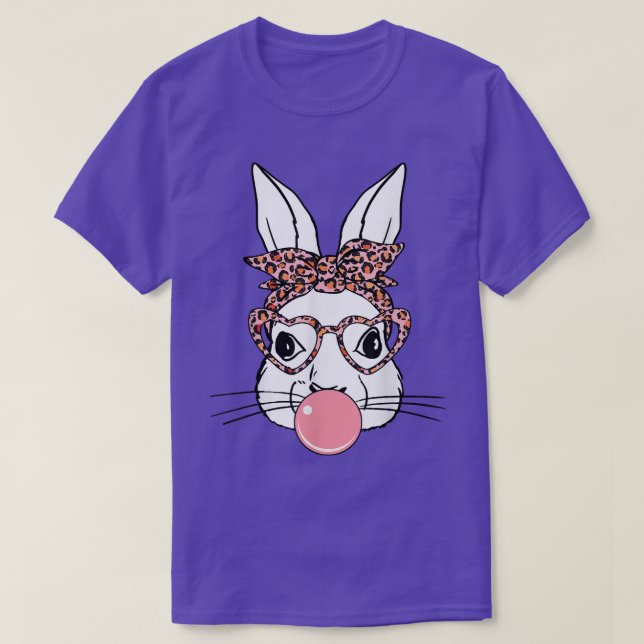 Bunny med leopardglas, Cute Påsk  T Shirt (Design framsida)