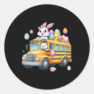 Bunny med Påskägg Basket på Buss Hu i skolan Runt Klistermärke