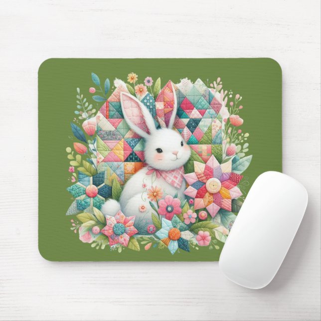 Bunny med Quilt och Flowers Musmatta (Med mus)