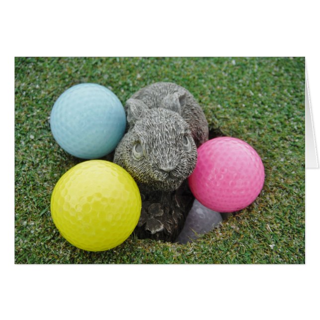 Bunny med rosa blue gult-ägg hälsningskort (Framsidan Horizontal)