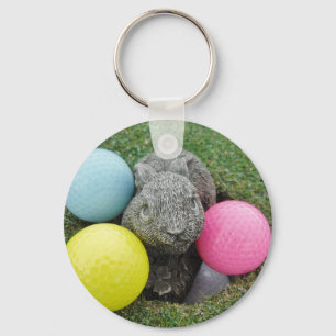 Bunny med rosa blue gult-ägg nyckelring