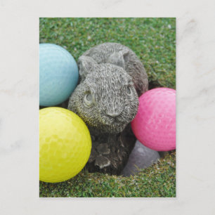 Bunny med rosa blue gult-ägg vykort