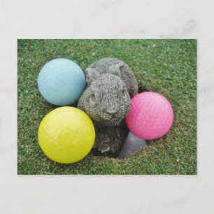 Bunny med rosa blue gult-ägg vykort