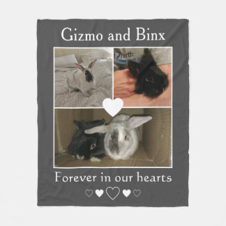 Bunny Memorial-Anpassade två Pets Photo Collage Fleecefilt