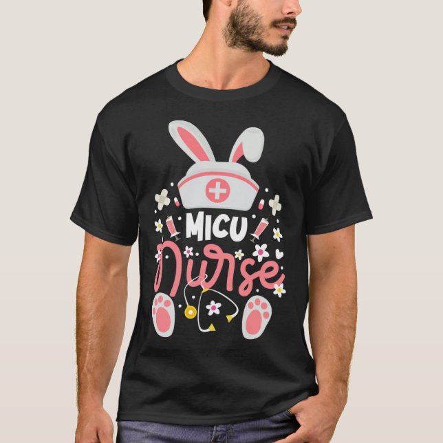 Bunny MICU Nurse Cute Bunny Ears Medical Intensive T Shirt (Framsida)