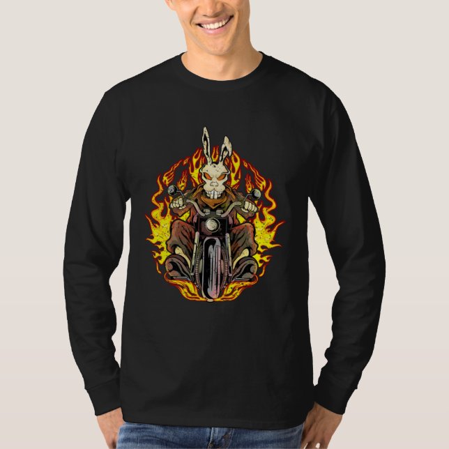 Bunny Motorcycle Rabbit Biker T Shirt (Framsida)