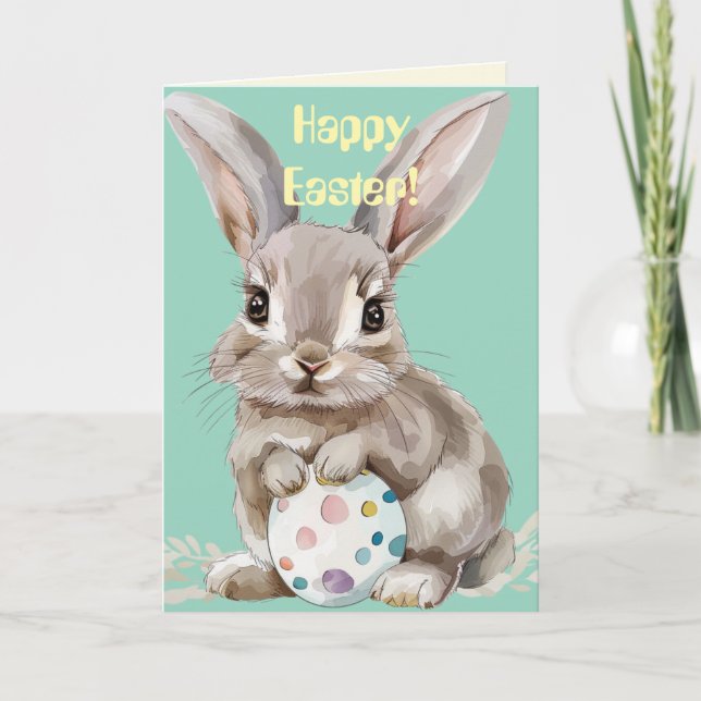 BUNNY n EGG PÅSK CARD Tack Kort (Framsida)