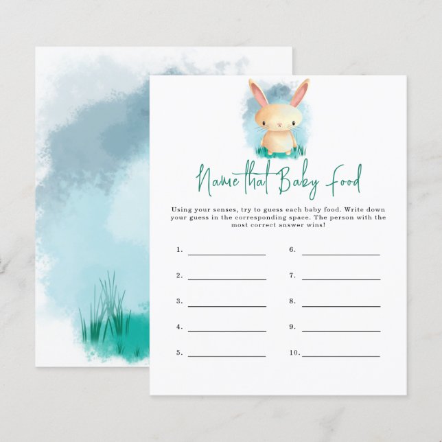 Bunny Namn den där baby Food-duschspelet (Fram/baksida)