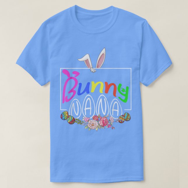 Bunny Nana Flower Påskägg Hunting Matching Fam T Shirt (Design framsida)