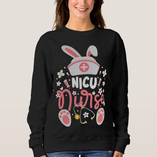 Bunny NICU Nurse Bunny Ears Neonatal Intensive Car T Shirt (Framsida)