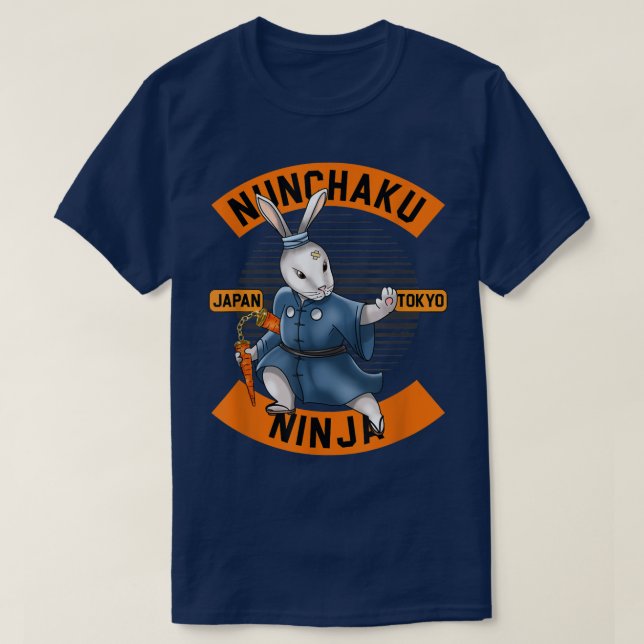 Bunny Ninja Nunchucks Japan Nuchaku Katana Martial T Shirt (Design framsida)