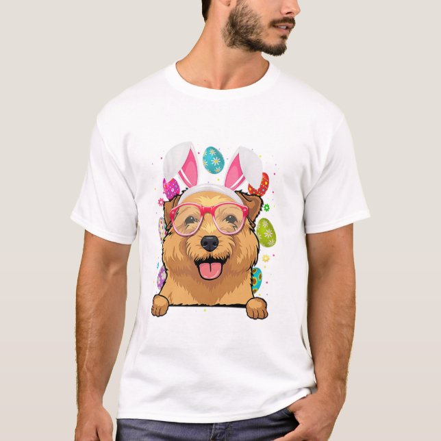 Bunny Norfolk Terrier Hund T Shirt (Framsida)
