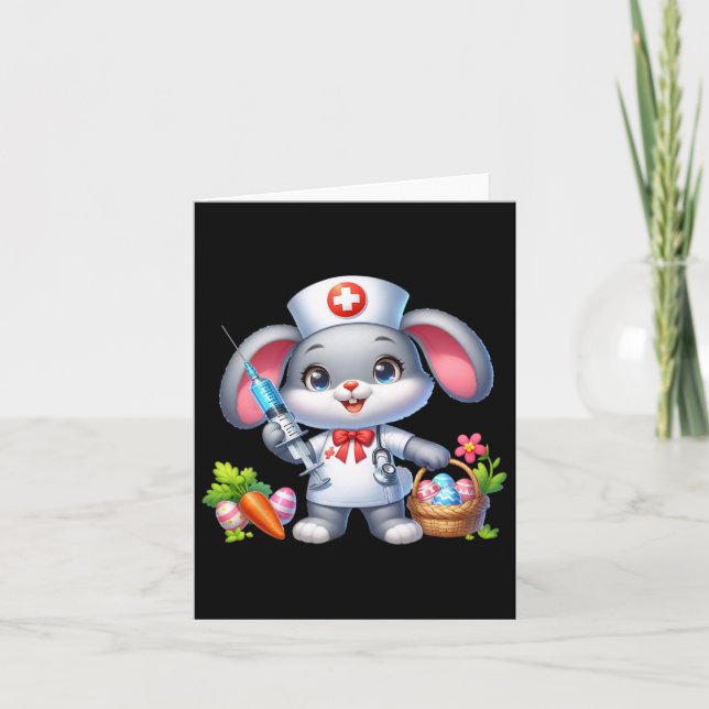 Bunny Nurse Påsk Day Stethoscope Rabbit SCrub to Kort (Framsida)