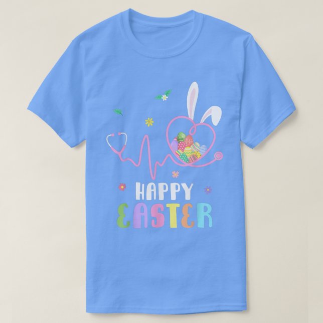 Bunny Nurse Stethoscope Happy Easter Eggs Rabbit N T Shirt (Design framsida)