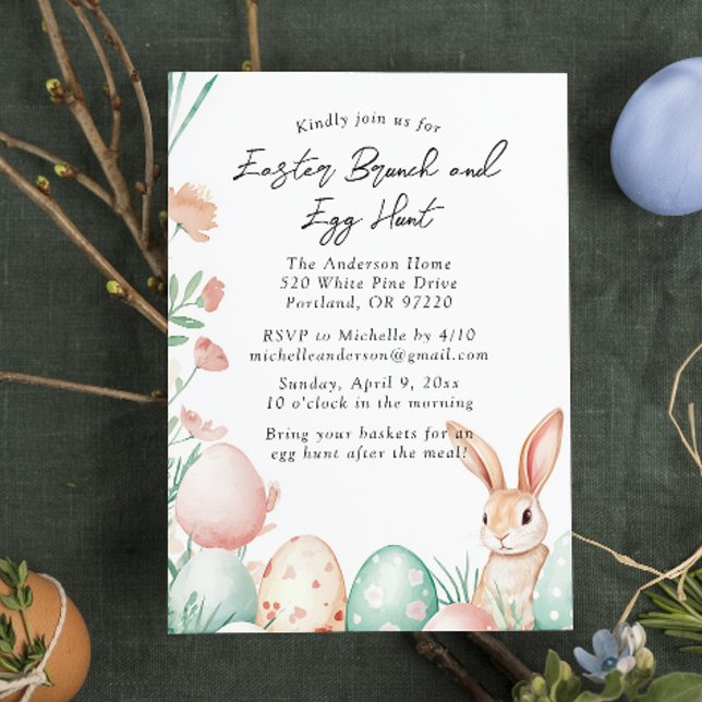 Bunny och ägg Påsk Brunch och äggjakt Inbjudningar (Skapare uppladdad)