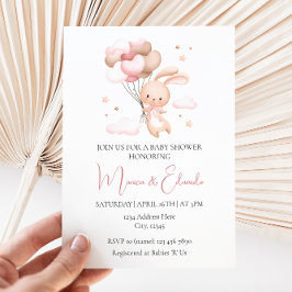 Bunny och Balloons Girl Baby Shower-inbjudan Inbjudningar