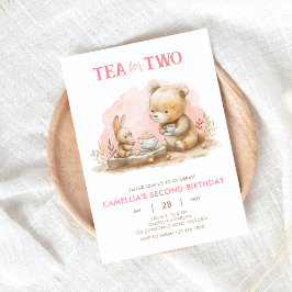 Bunny och Bear Tea för två partiinbjudningar Inbjudningar