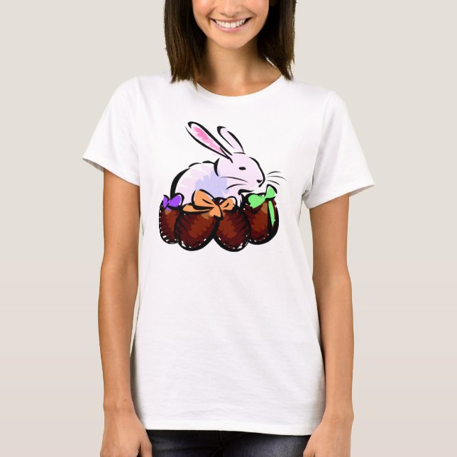 Bunny och Chocolate Eggs T-Shirt (Framsida)