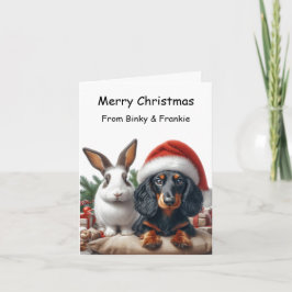 Bunny och Dachshund jul Kort