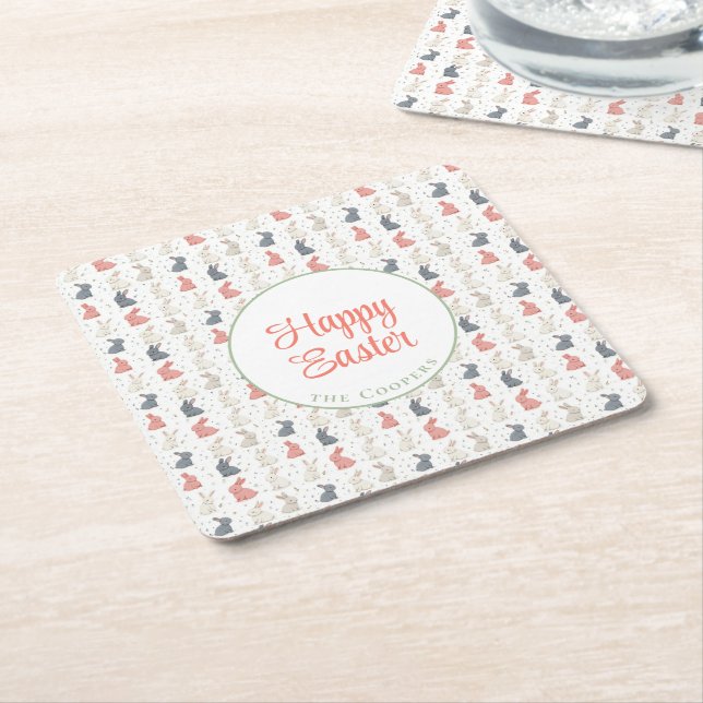 Bunny och Eggs beige Underlägg Papper Kvadrat (Vinklad)