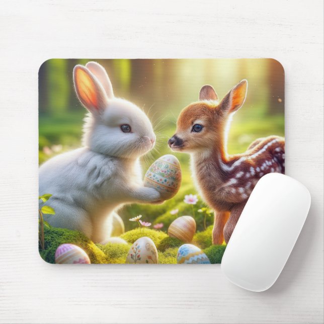 Bunny och Fawn med Påskägg Musmatta (Med mus)