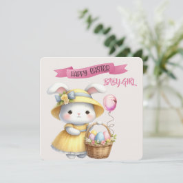 Bunny och Påsk Basket Glad påsk Flicka Kort