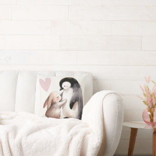 Bunny och Penguin Vänskap Kudde