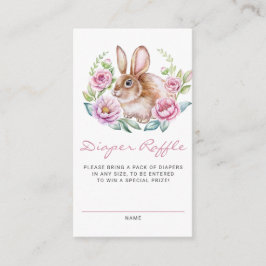 Bunny och Rosa Flowers Baby Shower Diaper Raffle Tilläggskort