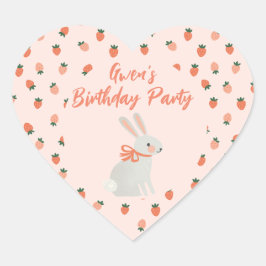 Bunny och Strawberry Hjärtformat Klistermärke
