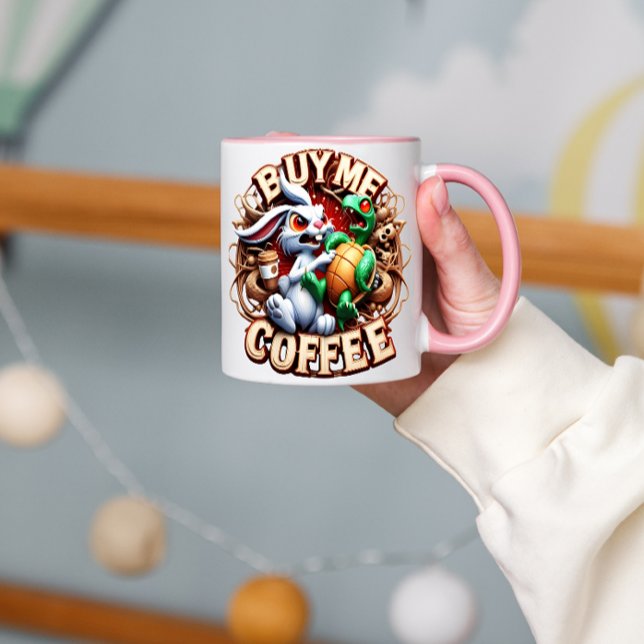 Bunny och Turtle med Coffee Kopp köper en kaffe åt (Skapare uppladdad)